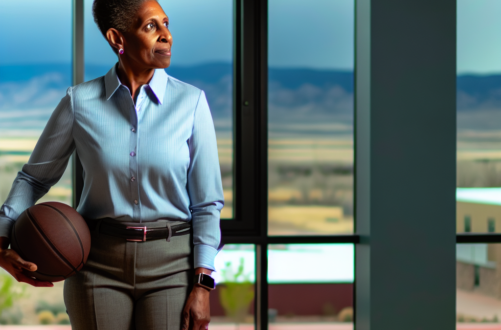 Entrepreneur in business casual holding a basketball in a bright office, symbolizing motivation and leadership