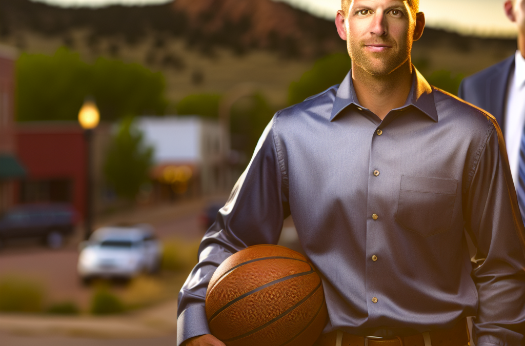 Business leader in Fruita, Colorado holding a basketball at sunset, representing motivation and sports-inspired leadership