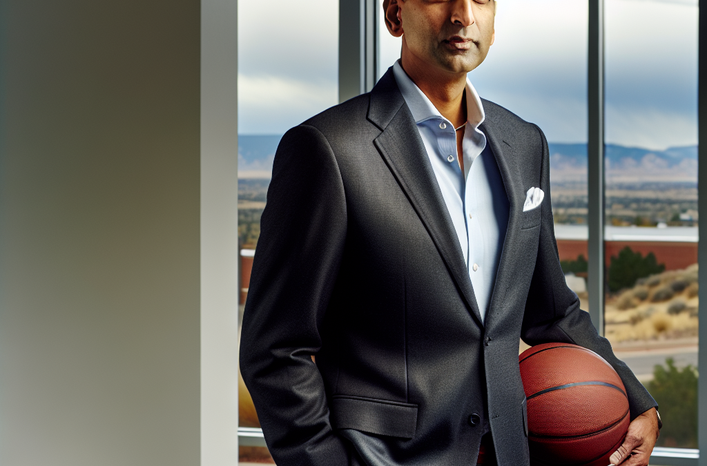 Business leader in a modern office holding a basketball, representing motivation and sports-inspired leadership in Western Colorado