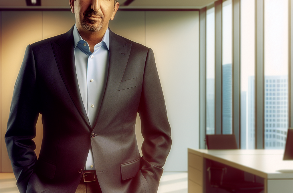 Entrepreneur in a modern office reflecting on motivation and leadership.